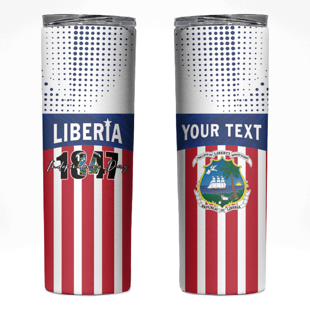 Personalized Liberia 1847 Skinny Tumbler Happy Independence Day