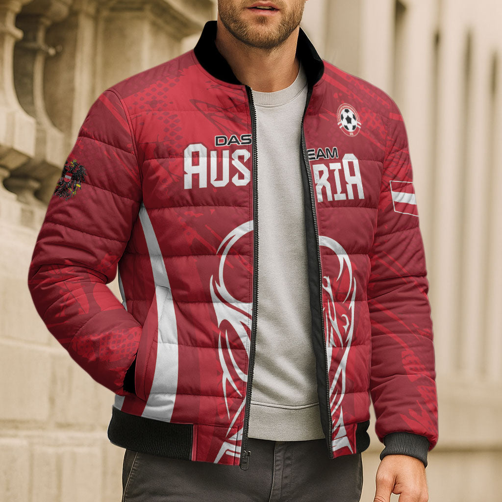 Custom Austria 2026 World Football Bomber Puffer Jacket Immer wieder Osterreich