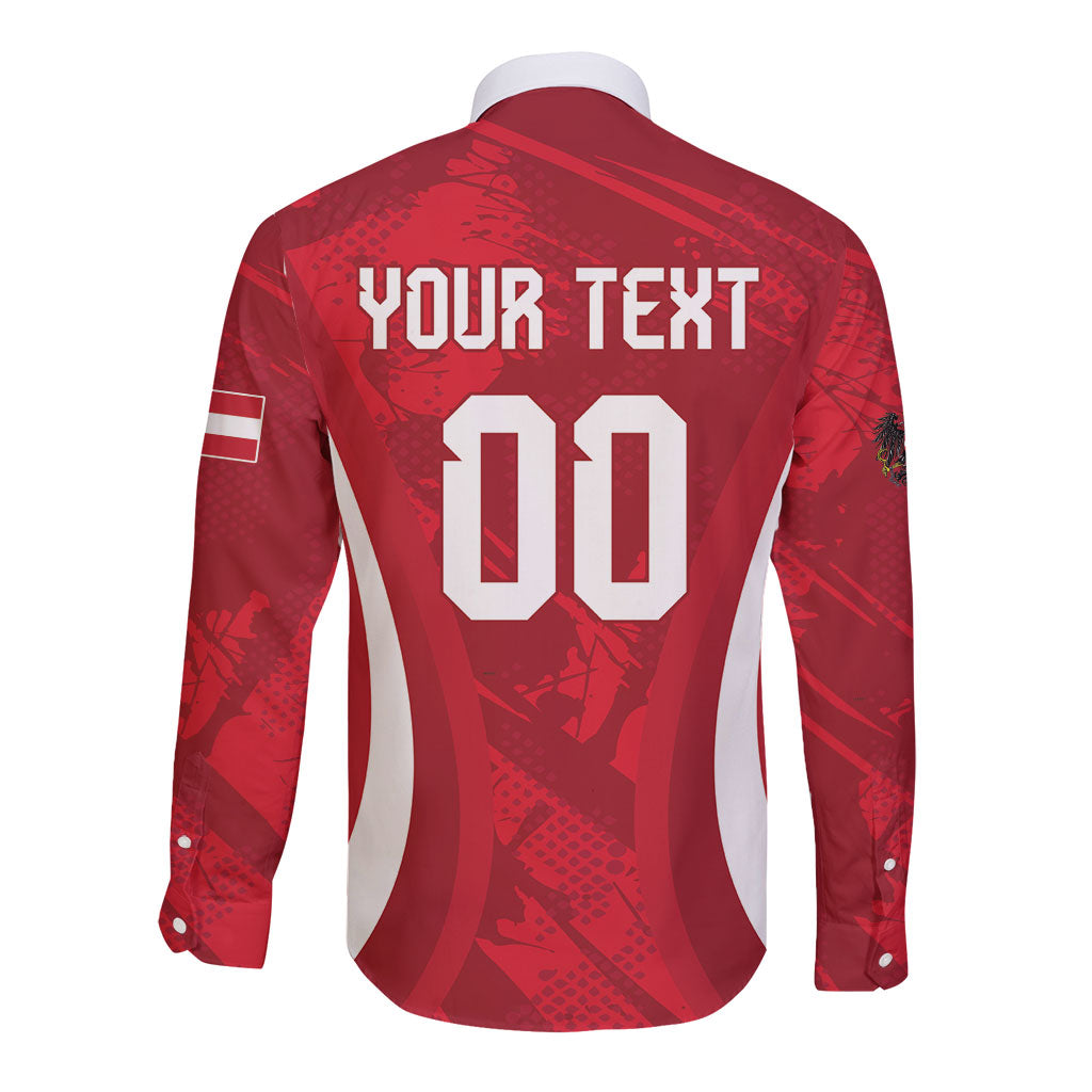 Custom Austria 2026 World Football Long Sleeve Button Shirt Immer wieder Osterreich