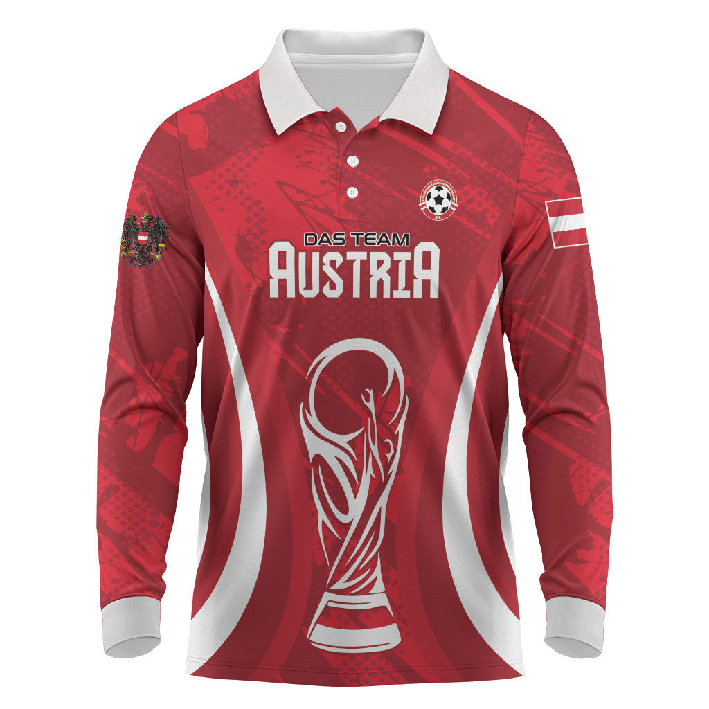 Custom Austria 2026 World Football Long Sleeve Polo Shirt Immer wieder Osterreich