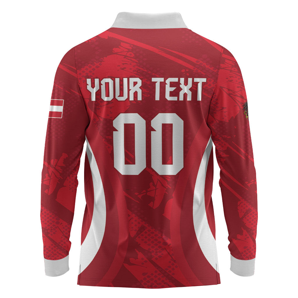 Custom Austria 2026 World Football Long Sleeve Polo Shirt Immer wieder Osterreich