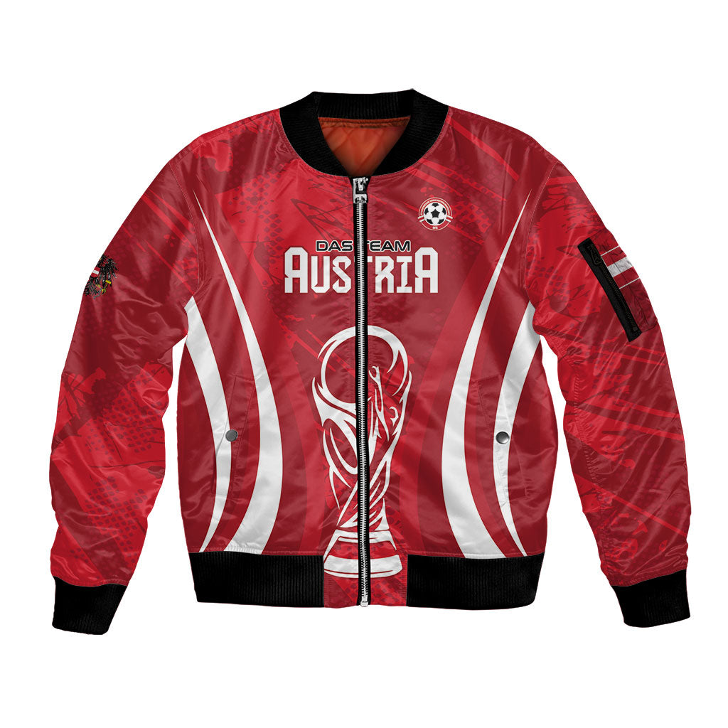 Custom Austria 2026 World Football Sleeve Zip Bomber Jacket Immer wieder Osterreich