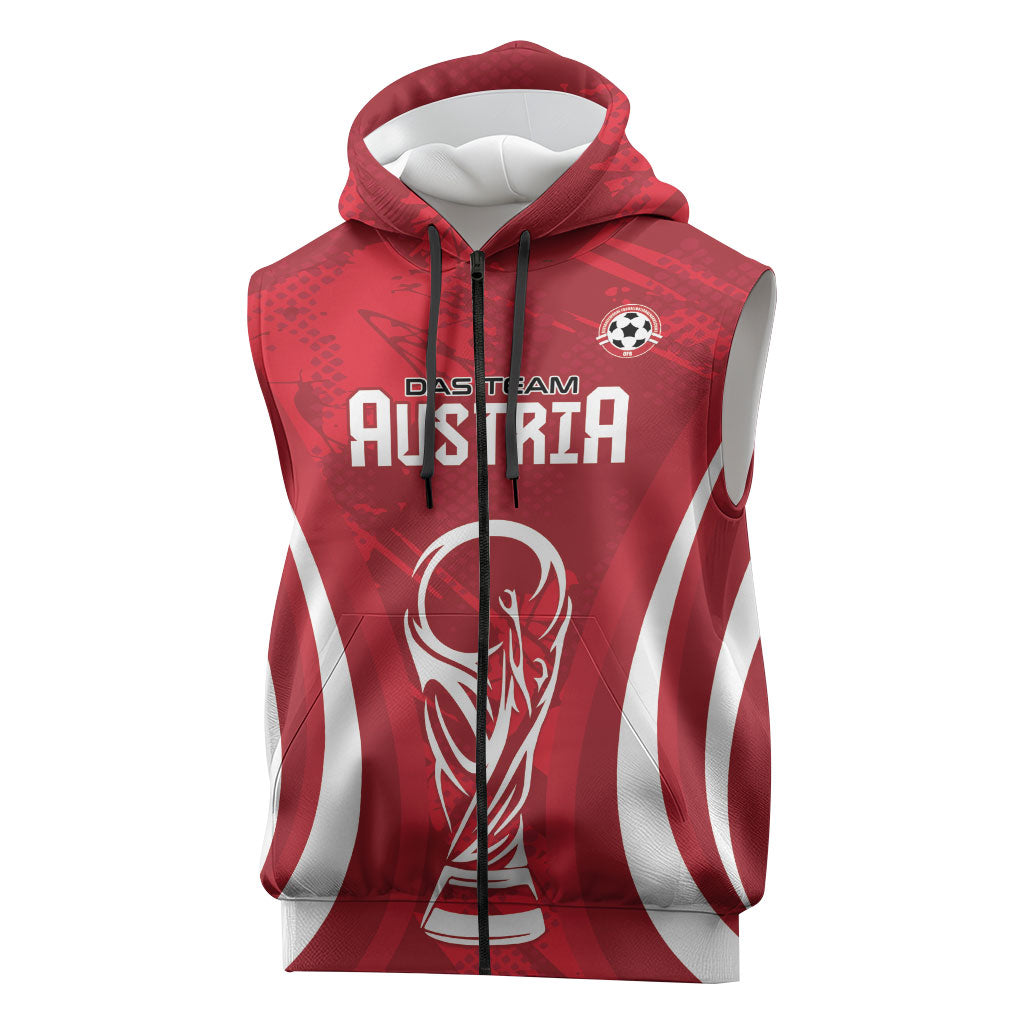 Custom Austria 2026 World Football Sleeveless Zip Hoodie Immer wieder Osterreich