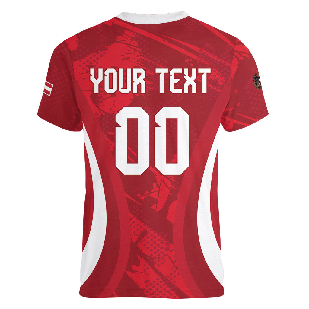 Custom Austria 2026 World Football Women V-Neck T-Shirt Immer wieder Osterreich