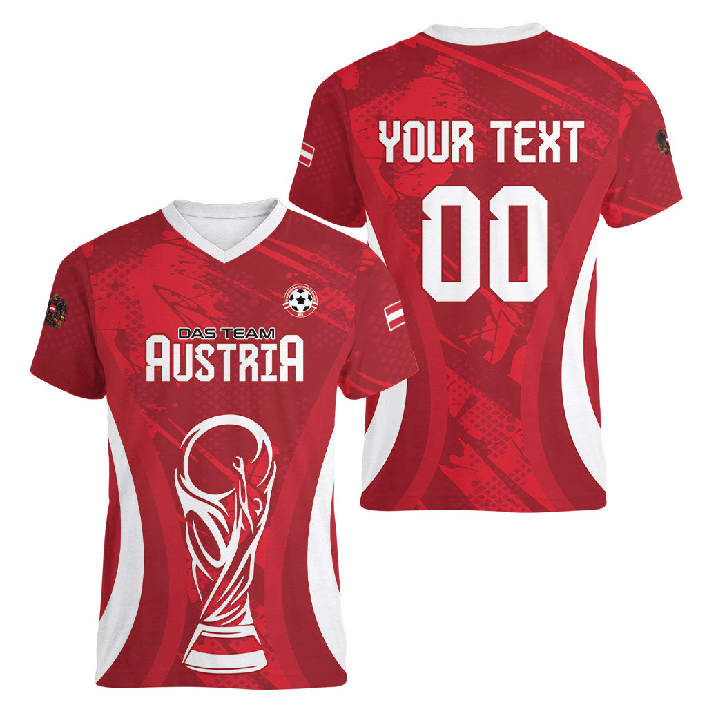 Custom Austria 2026 World Football Women V-Neck T-Shirt Immer wieder Osterreich