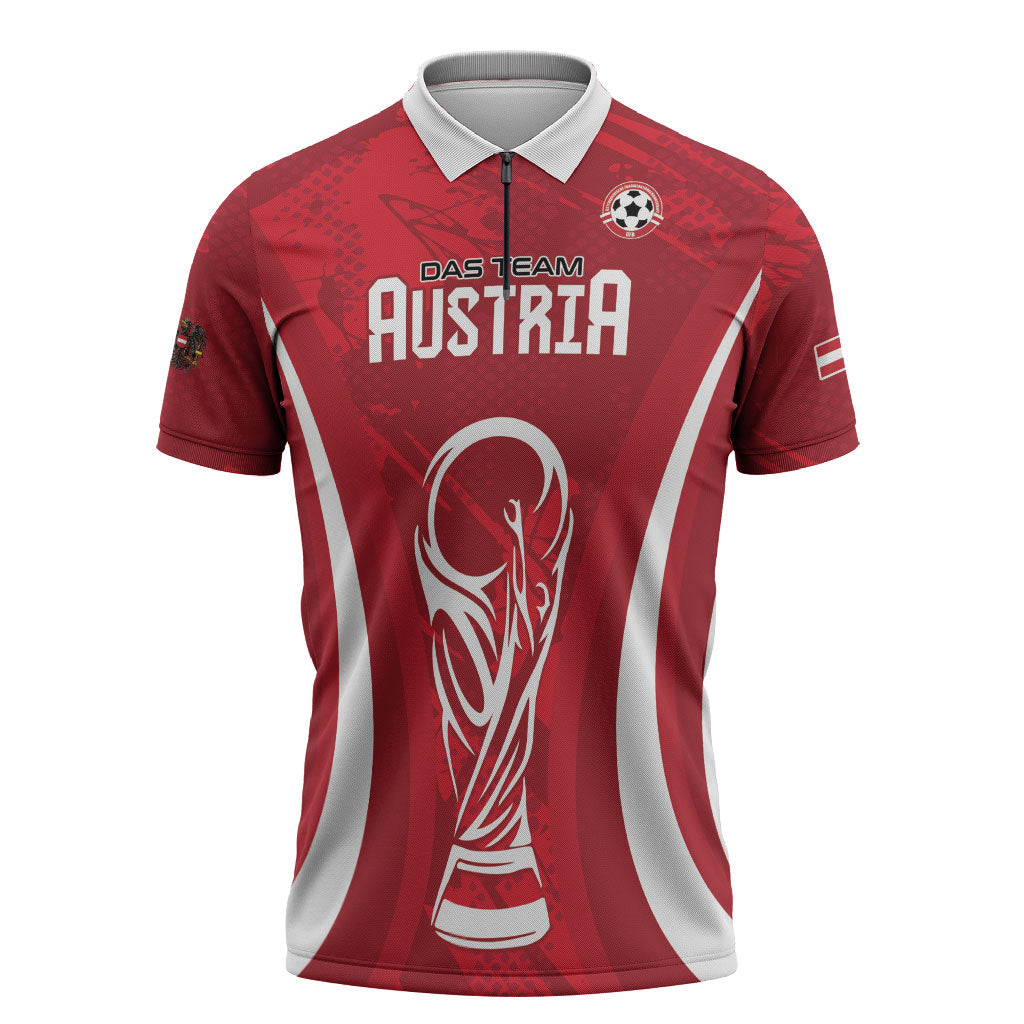 Custom Austria 2026 World Football Zipper Polo Shirt Immer wieder Osterreich