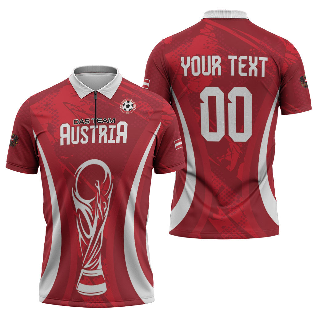 Custom Austria 2026 World Football Zipper Polo Shirt Immer wieder Osterreich