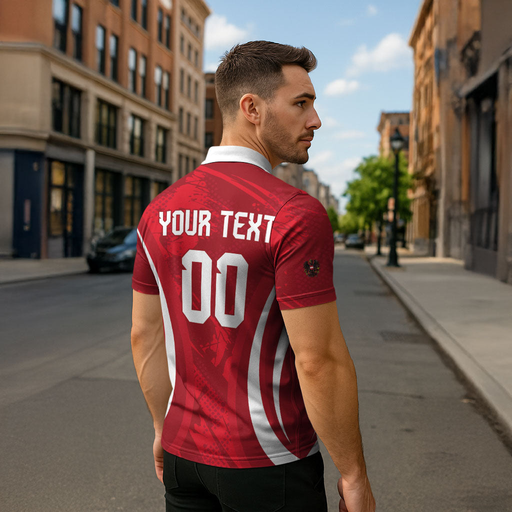 Custom Austria 2026 World Football Zipper Polo Shirt Immer wieder Osterreich