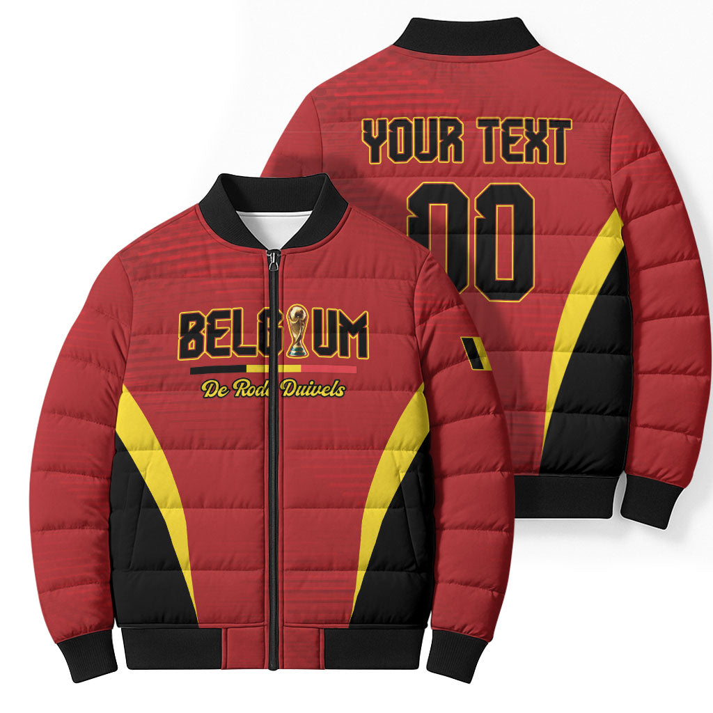Custom Belgium 2026 World Football Bomber Puffer Jacket De Rode Duivels Go Champions