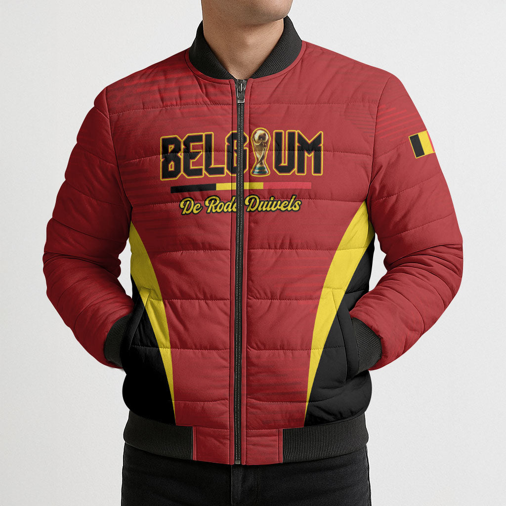 Custom Belgium 2026 World Football Bomber Puffer Jacket De Rode Duivels Go Champions
