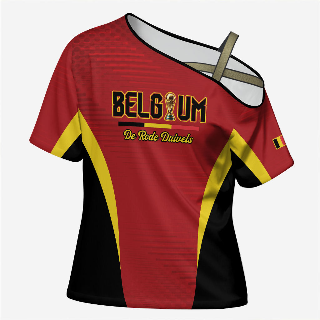 Custom Belgium 2026 World Football Cross Shoulder Shirt De Rode Duivels Go Champions