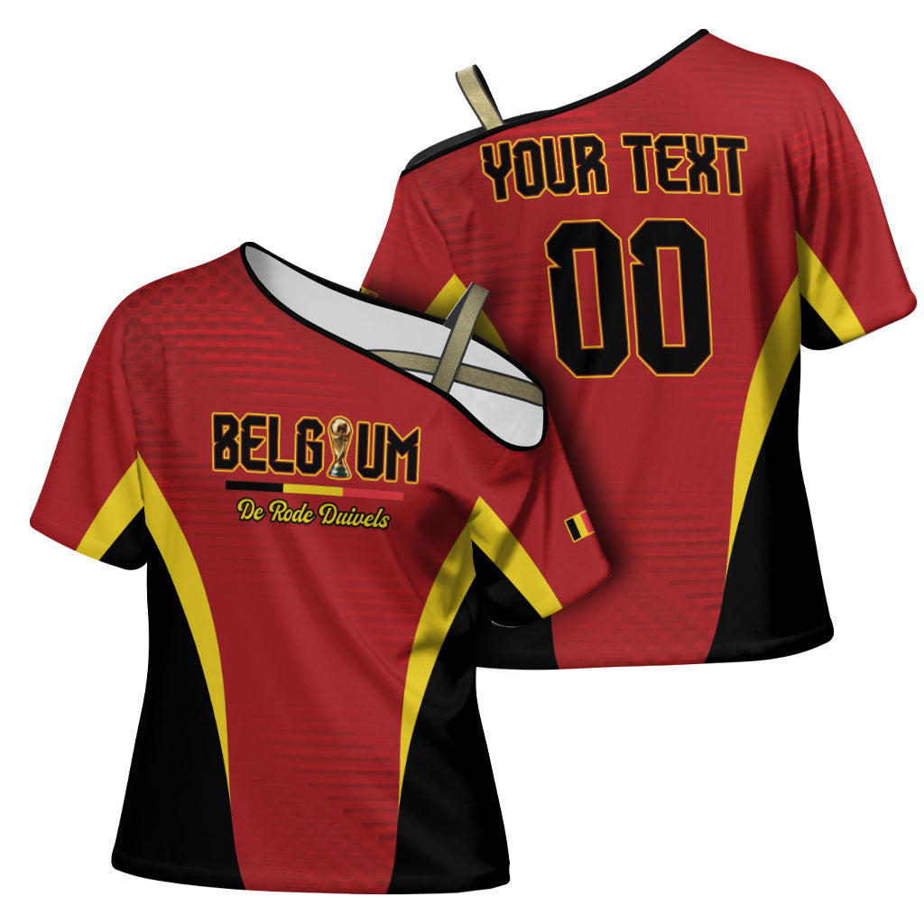 Custom Belgium 2026 World Football Cross Shoulder Shirt De Rode Duivels Go Champions
