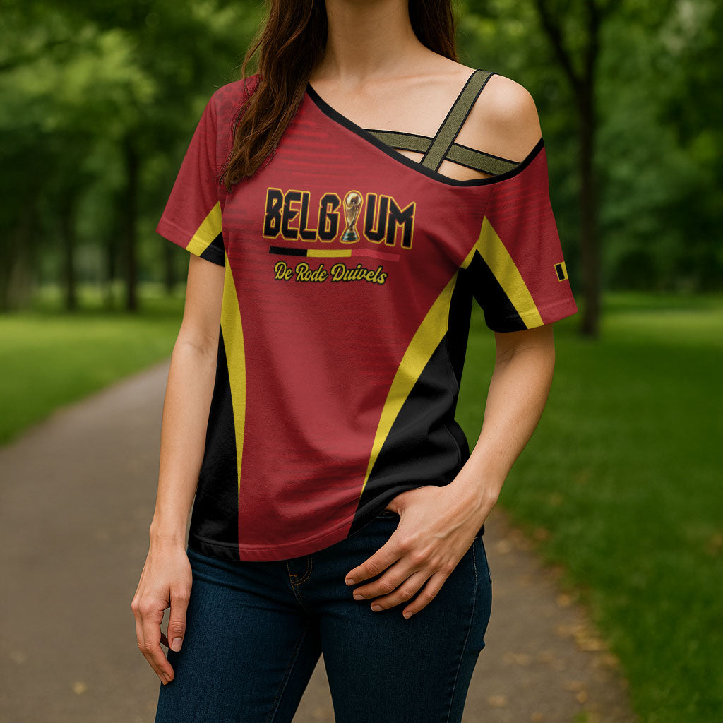 Custom Belgium 2026 World Football Cross Shoulder Shirt De Rode Duivels Go Champions