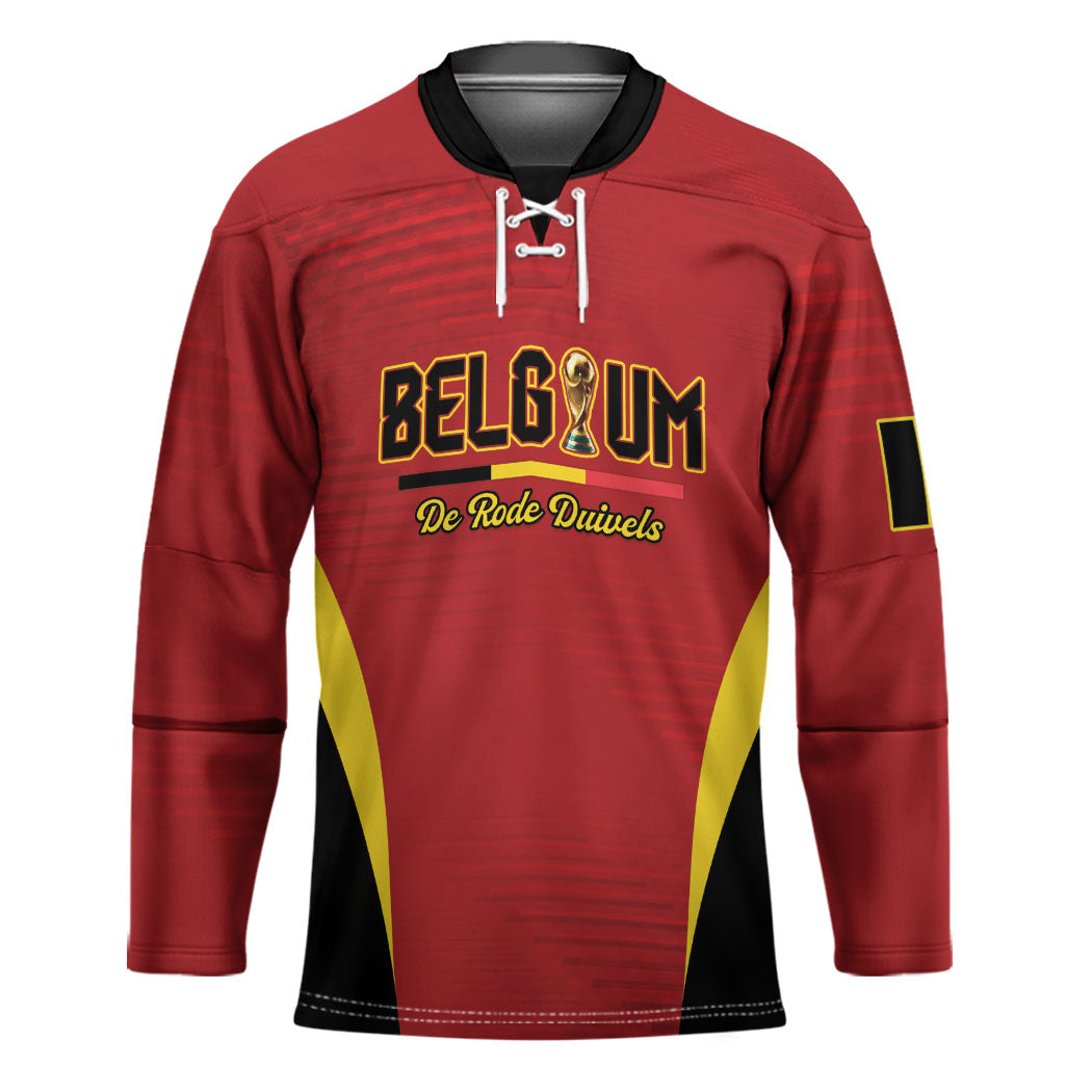 Custom Belgium 2026 World Football Hockey Jersey De Rode Duivels Go Champions