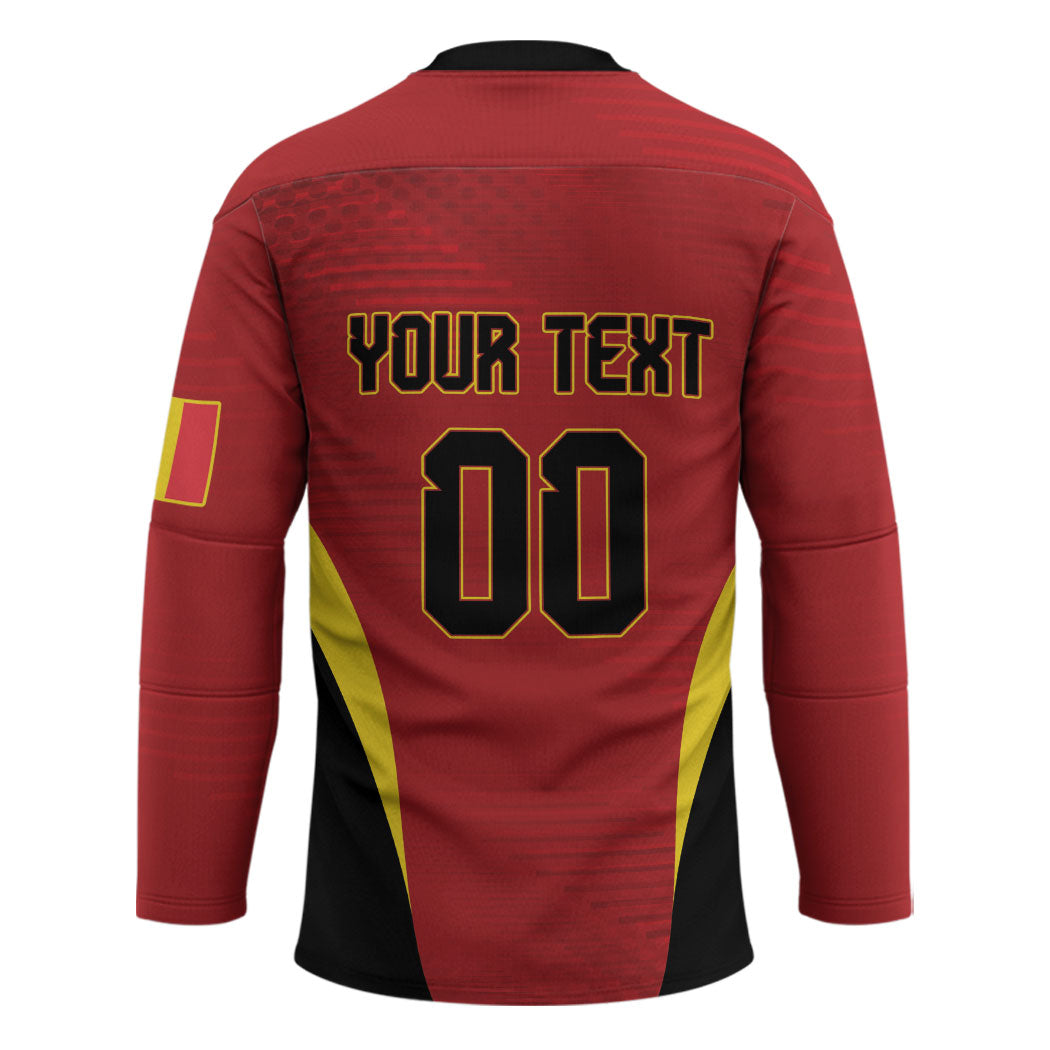 Custom Belgium 2026 World Football Hockey Jersey De Rode Duivels Go Champions