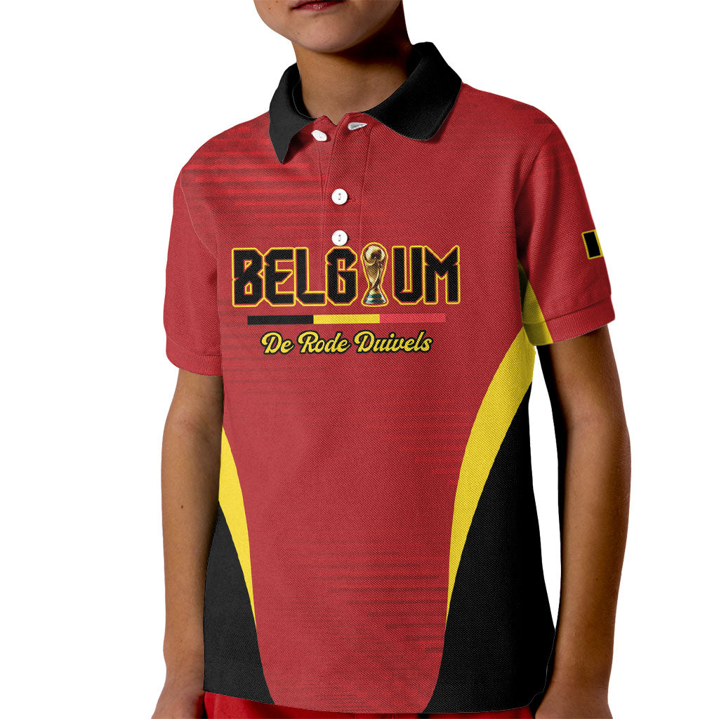 Custom Belgium 2026 World Football Kid Polo Shirt De Rode Duivels Go Champions