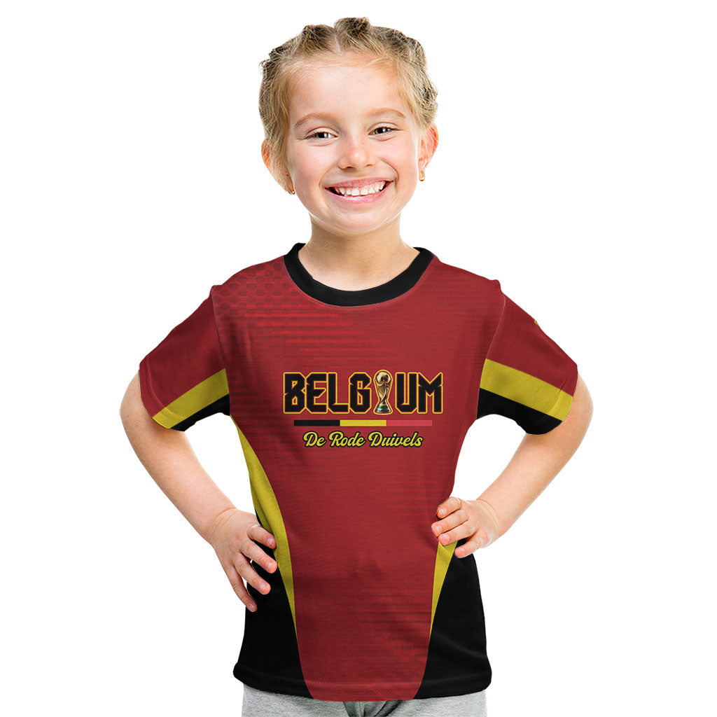 Custom Belgium 2026 World Football Kid T Shirt De Rode Duivels Go Champions