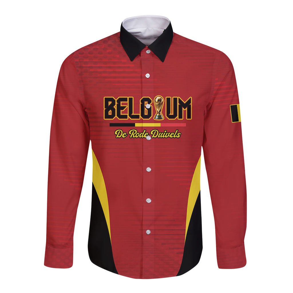 Custom Belgium 2026 World Football Long Sleeve Button Shirt De Rode Duivels Go Champions