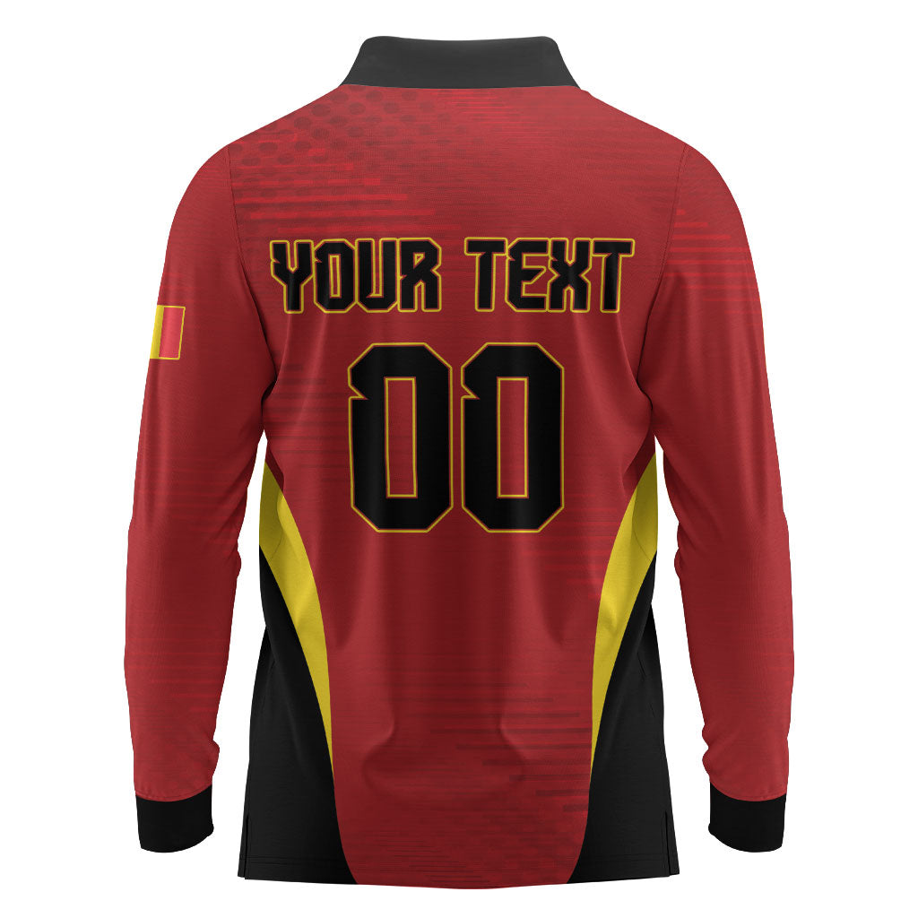 Custom Belgium 2026 World Football Long Sleeve Polo Shirt De Rode Duivels Go Champions
