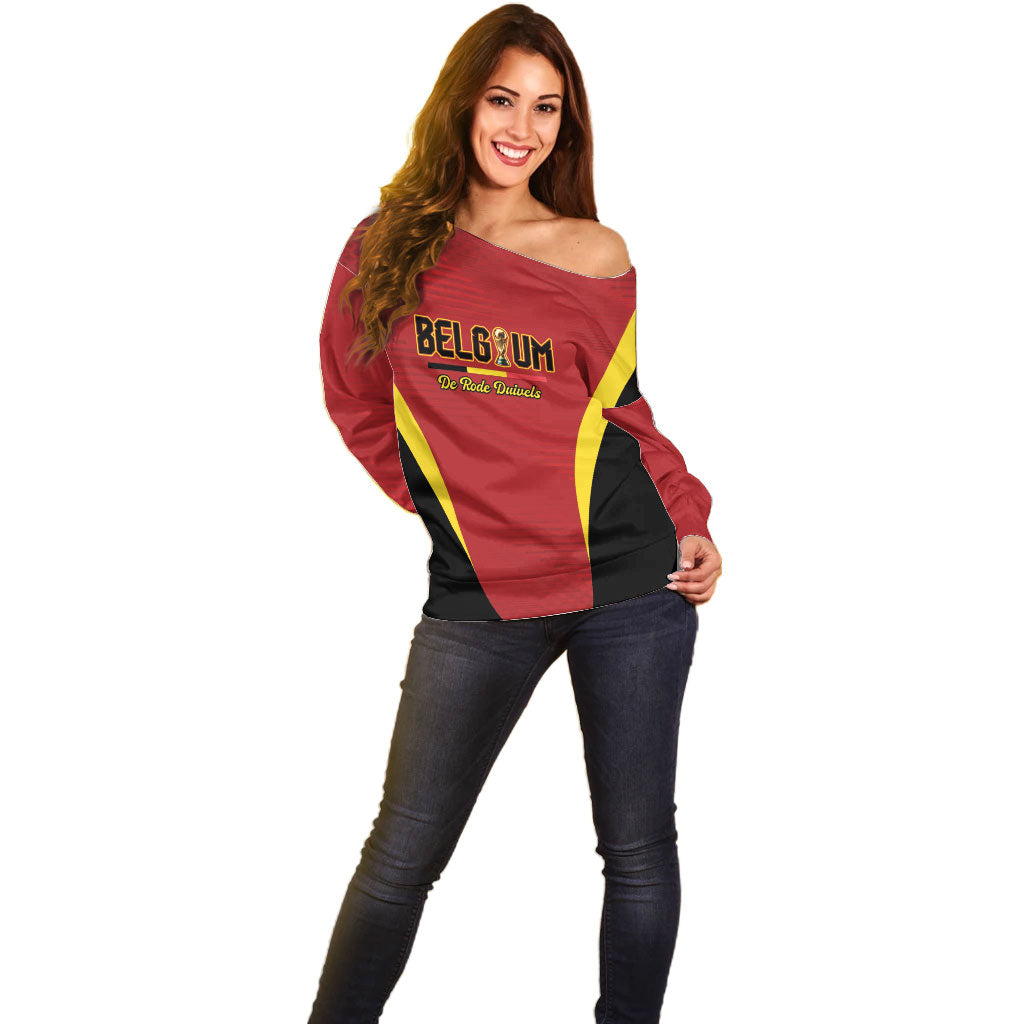 Custom Belgium 2026 World Football Off Shoulder Sweater De Rode Duivels Go Champions