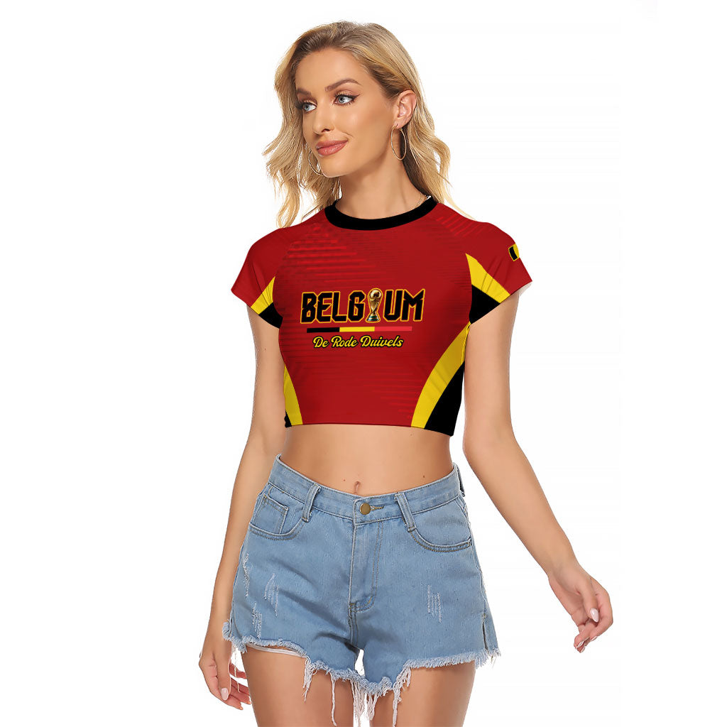 Custom Belgium 2026 World Football Raglan Cropped T Shirt De Rode Duivels Go Champions