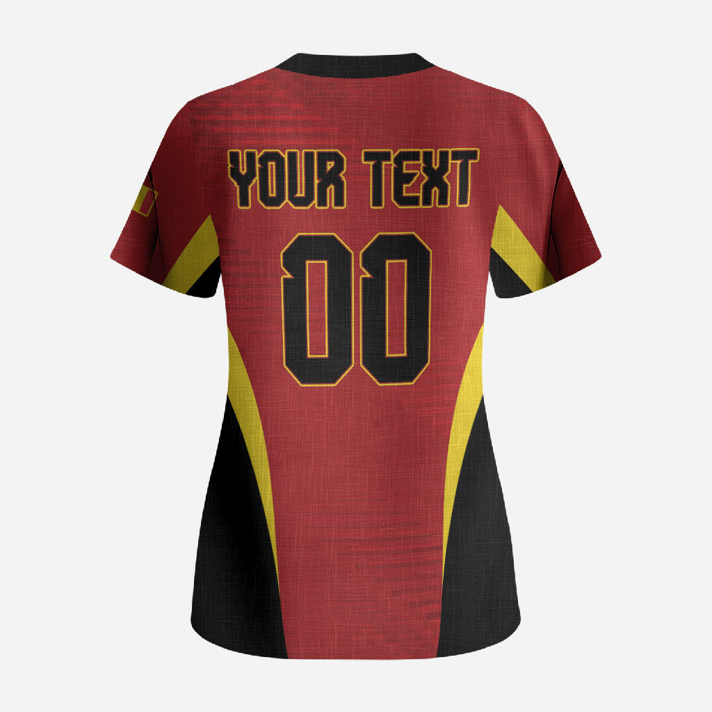 Custom Belgium 2026 World Football Scrub Top De Rode Duivels Go Champions