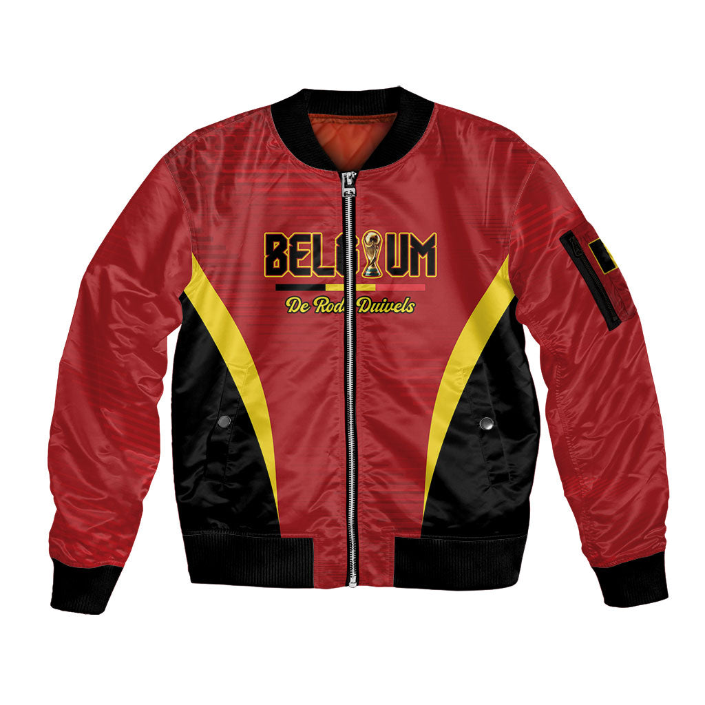 Custom Belgium 2026 World Football Sleeve Zip Bomber Jacket De Rode Duivels Go Champions