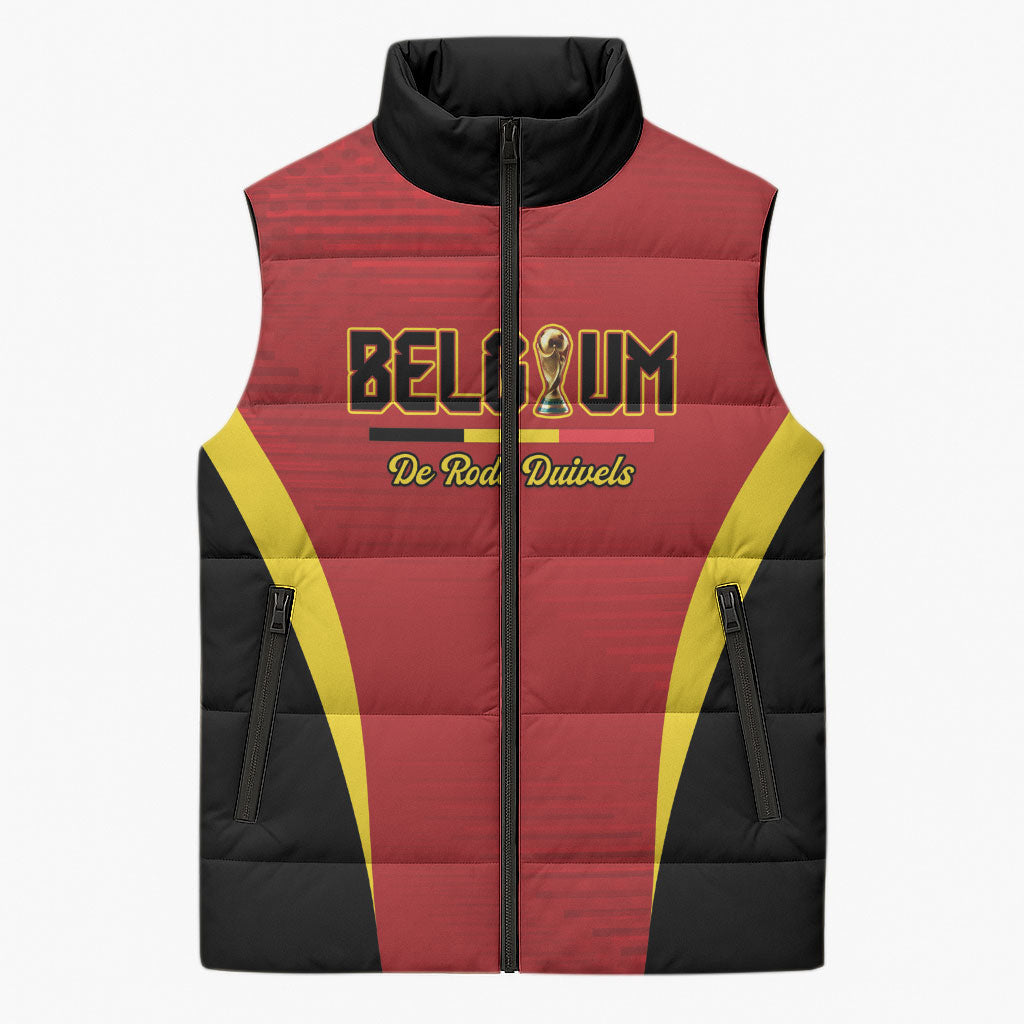 Custom Belgium 2026 World Football Sleeveless Puffer Jacket De Rode Duivels Go Champions