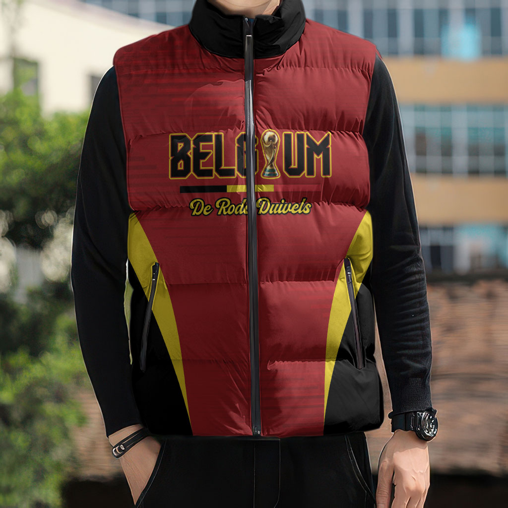 Custom Belgium 2026 World Football Sleeveless Puffer Jacket De Rode Duivels Go Champions
