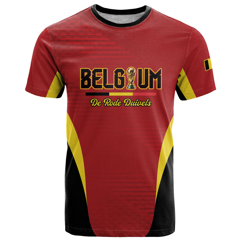 Custom Belgium 2026 World Football T Shirt De Rode Duivels Go Champions