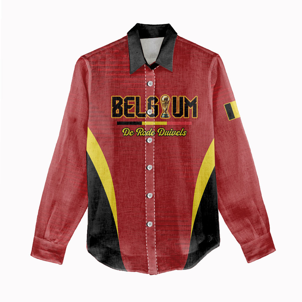 Custom Belgium 2026 World Football Women Casual Shirt De Rode Duivels Go Champions
