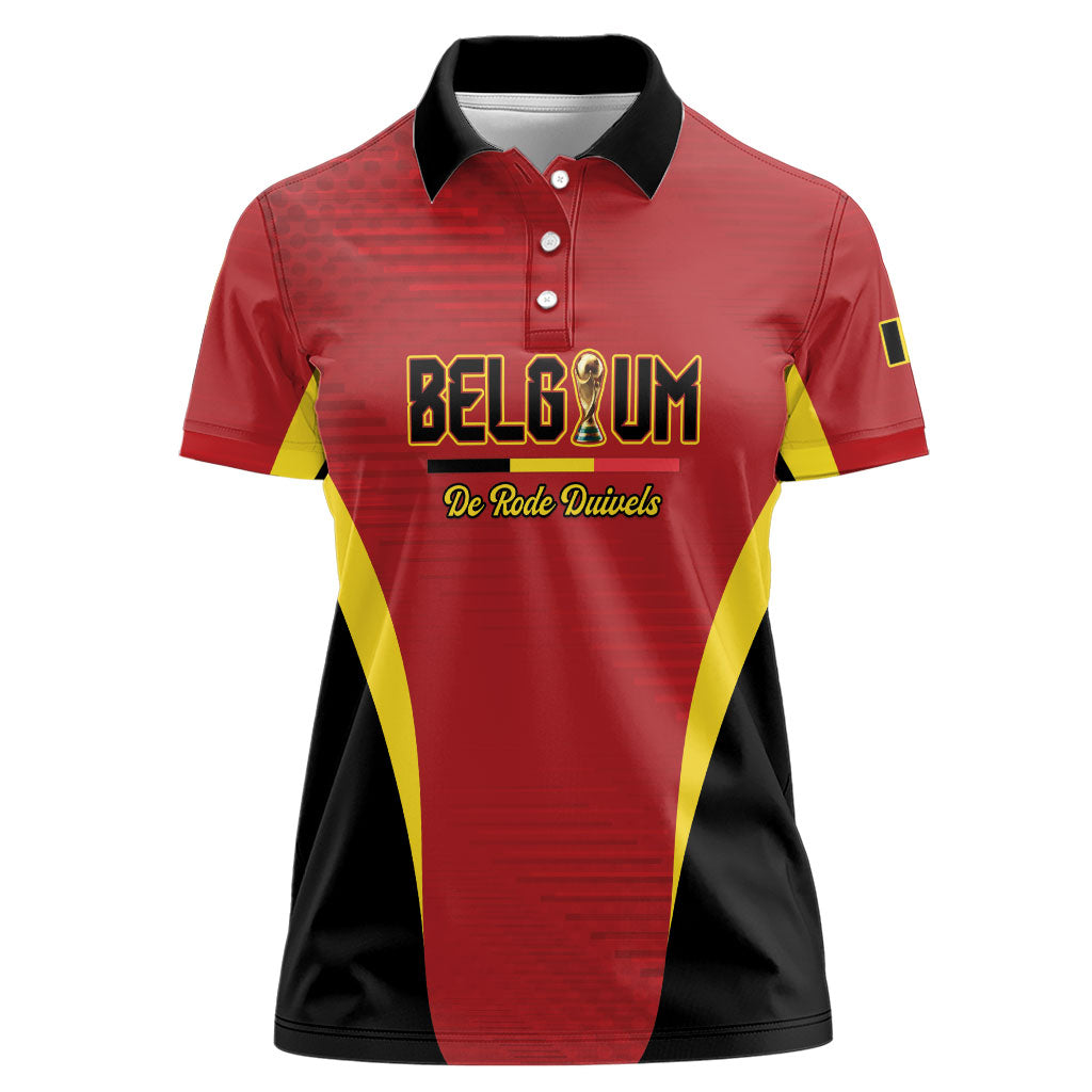 Custom Belgium 2026 World Football Women Polo Shirt De Rode Duivels Go Champions