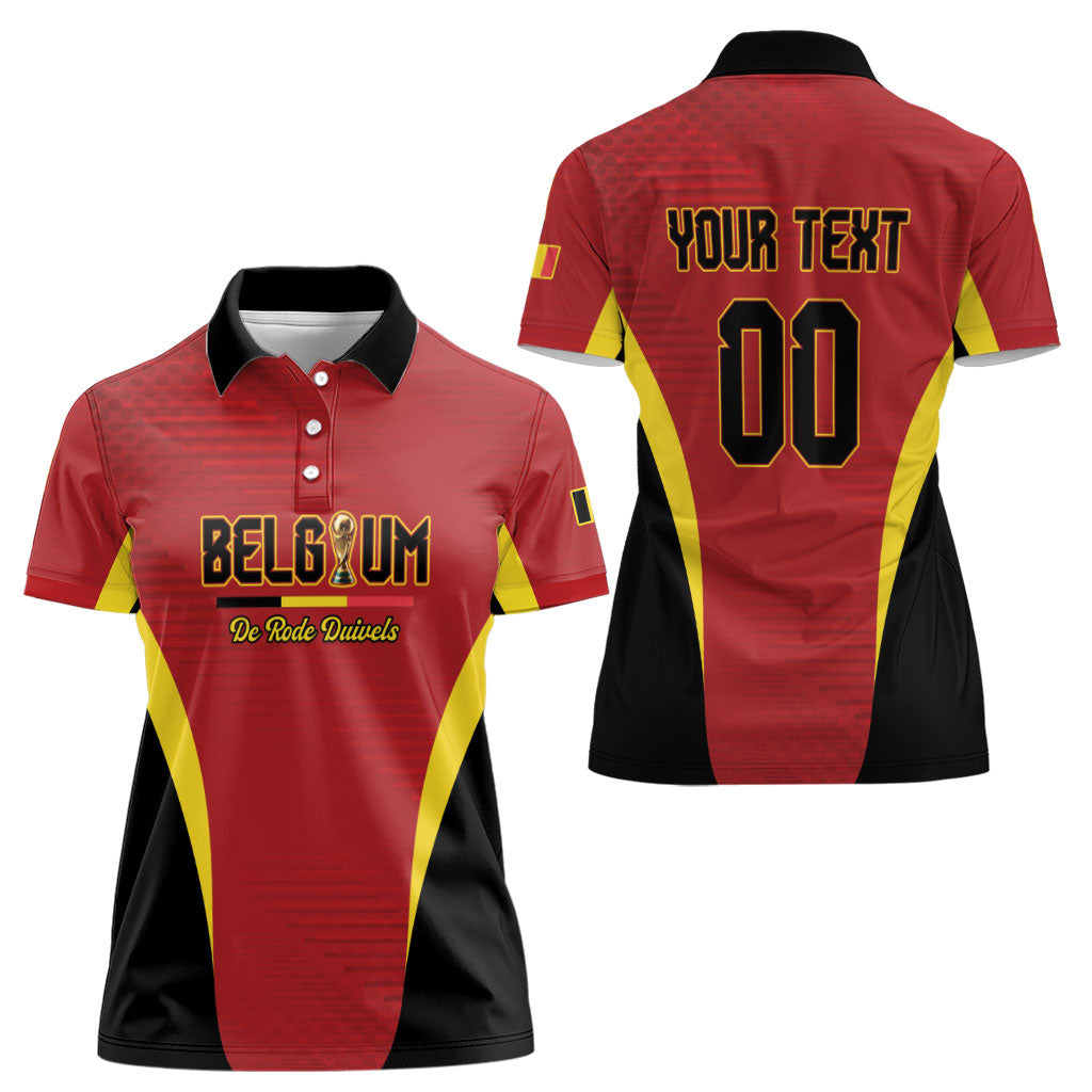 Custom Belgium 2026 World Football Women Polo Shirt De Rode Duivels Go Champions