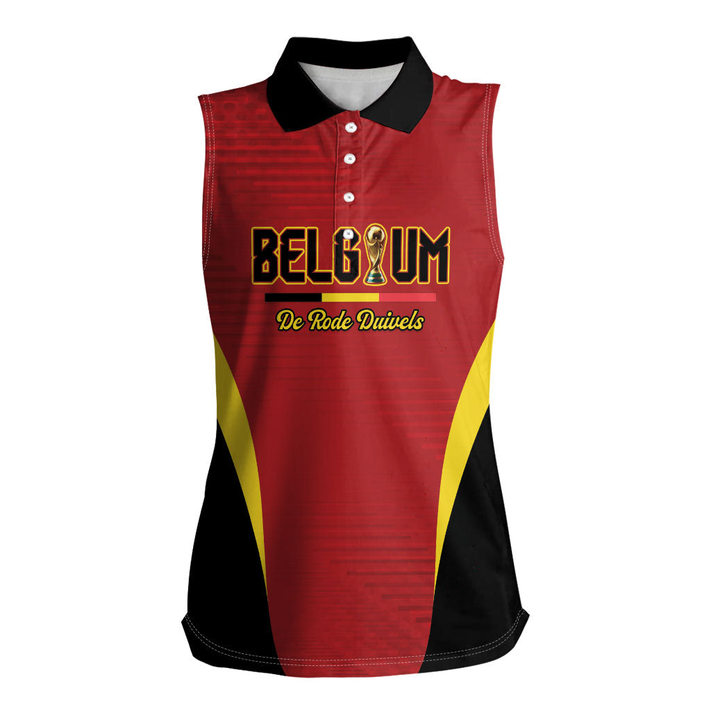 Custom Belgium 2026 World Football Women Sleeveless Polo Shirt De Rode Duivels Go Champions