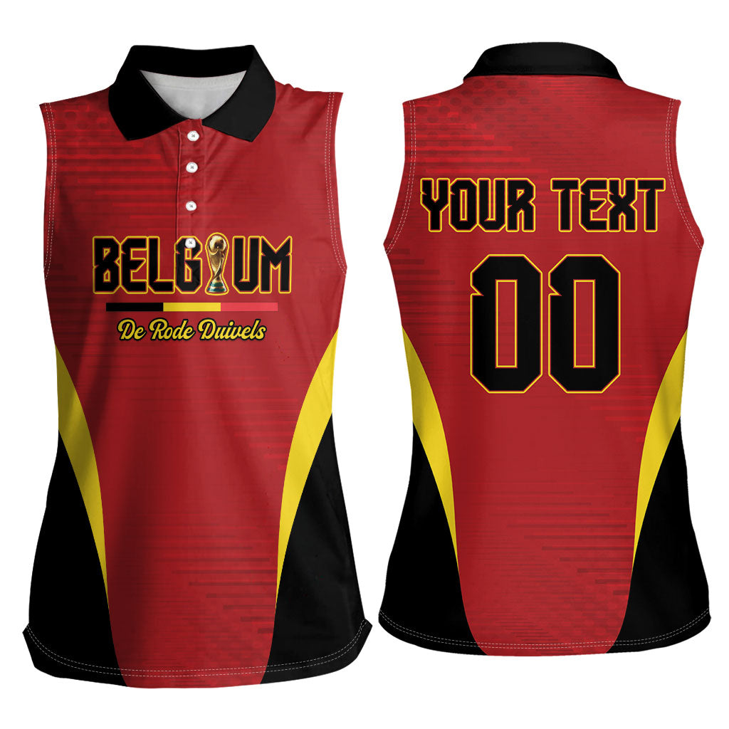 Custom Belgium 2026 World Football Women Sleeveless Polo Shirt De Rode Duivels Go Champions
