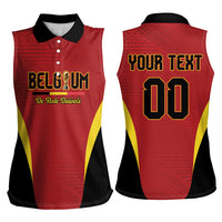 Custom Belgium 2026 World Football Women Sleeveless Polo Shirt De Rode Duivels Go Champions