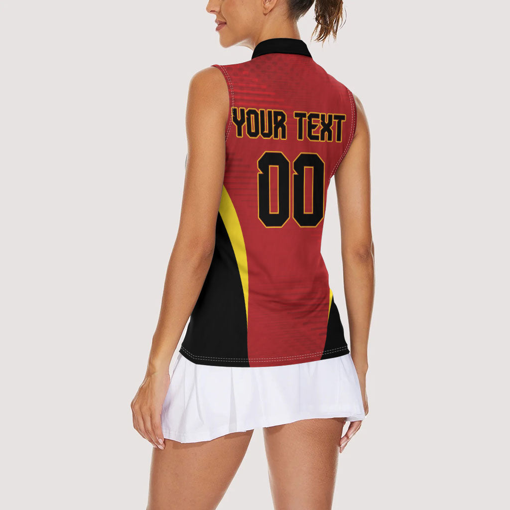 Custom Belgium 2026 World Football Women Sleeveless Polo Shirt De Rode Duivels Go Champions