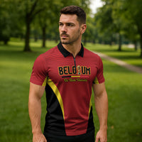 Custom Belgium 2026 World Football Zipper Polo Shirt De Rode Duivels Go Champions