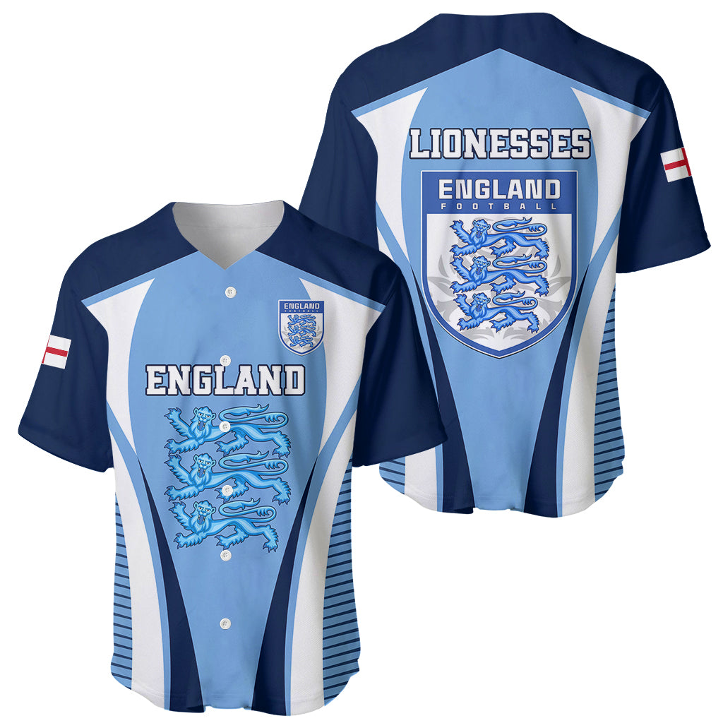England Football Baseball Jersey Lionesses Blue Sporty Style - Wonder Print Shop