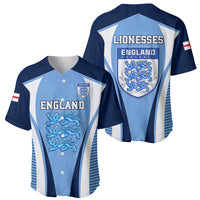 England Football Baseball Jersey Lionesses Blue Sporty Style - Wonder Print Shop