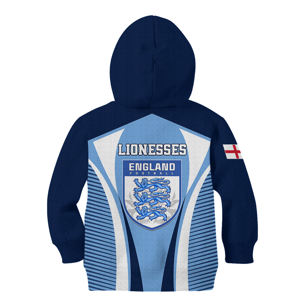 England Football Kid Hoodie Lionesses Blue Sporty Style - Wonder Print Shop