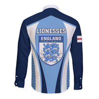 England Football Long Sleeve Button Shirt Lionesses Blue Sporty Style - Wonder Print Shop
