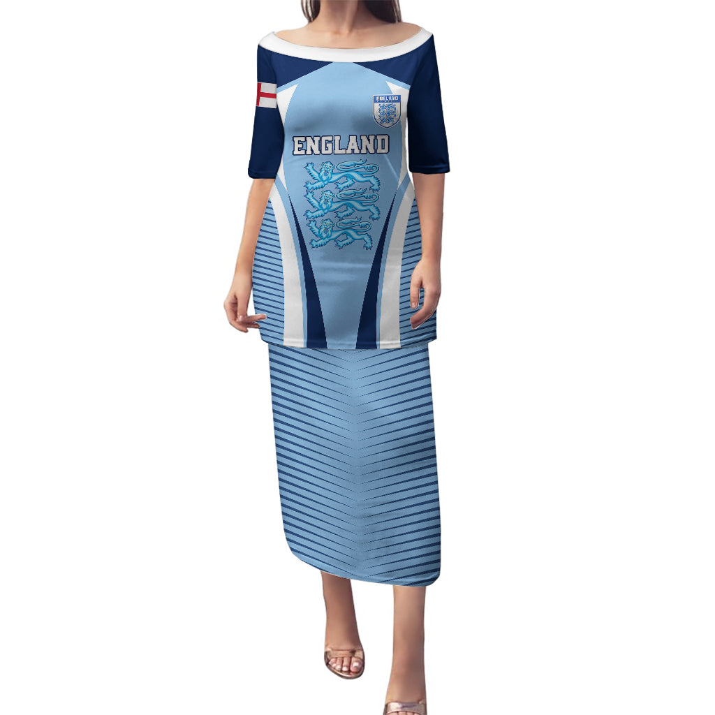 England Football Puletasi Lionesses Blue Sporty Style - Wonder Print Shop