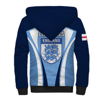 Blue sherpa hoodie back with large England crest and striped graphic
