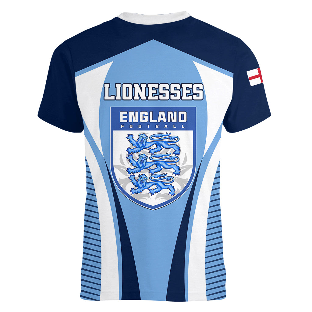England Football Women V Neck T Shirt Lionesses Blue Sporty Style - Wonder Print Shop