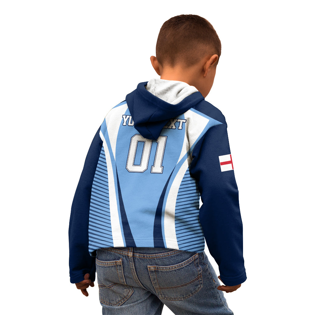 Personalised England Football Kid Hoodie Lionesses Blue Sporty Style - Wonder Print Shop