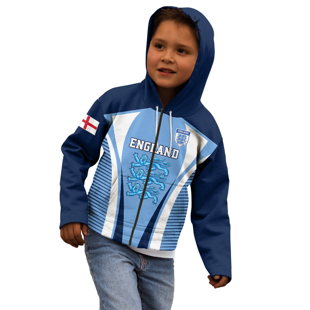 Personalised England Football Kid Hoodie Lionesses Blue Sporty Style - Wonder Print Shop
