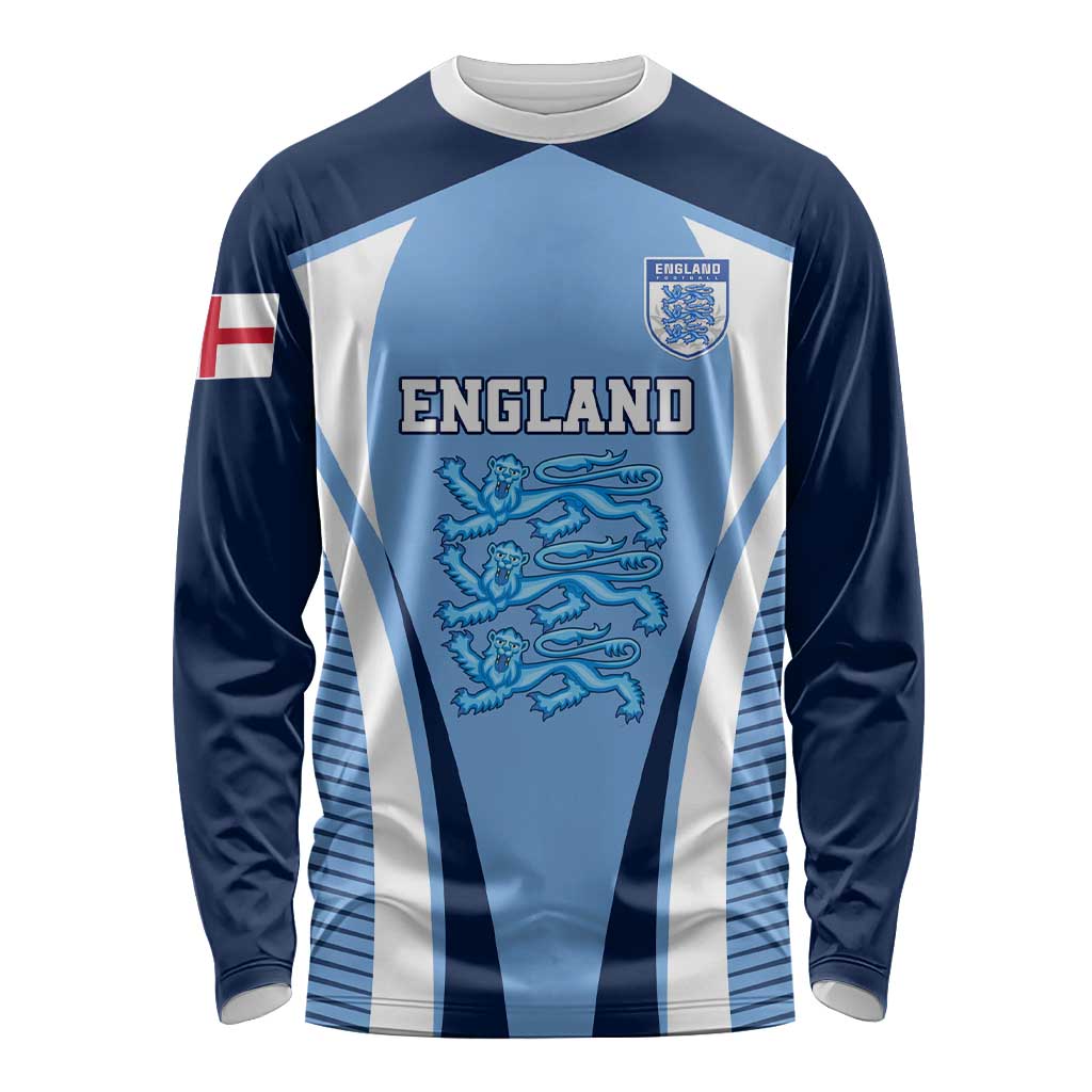 Personalised England Football Long Sleeve Shirt Lionesses Blue Sporty Style LT01