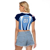 Personalised England Football Raglan Cropped T Shirt Lionesses Blue Sporty Style - Wonder Print Shop