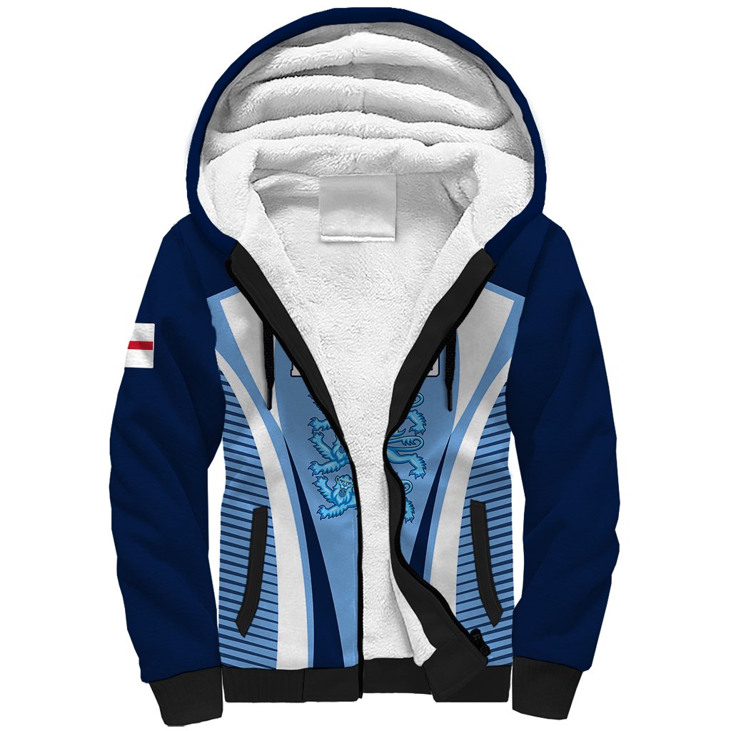 Personalised England Football Sherpa Hoodie Lionesses Blue Sporty Style - Wonder Print Shop